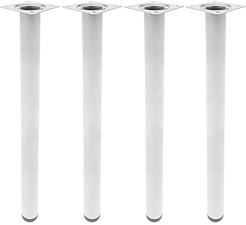 PrimeMatik - Pies Redondos para Mesa y Mueble. Patas en Acero Gris de 75cm 4-Pack