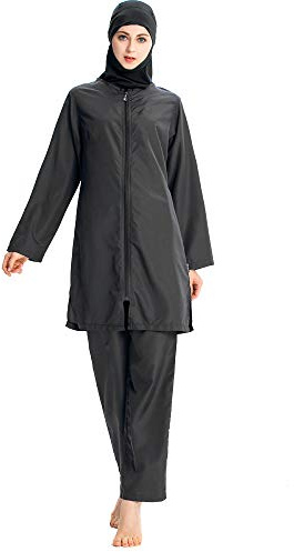 ziyimaoyi Muslimische Badebekleidung für Frauen Mädchen Modest Islamischer Badeanzug Hijab Burkini Badeanzüge (3XL, Schwarz)