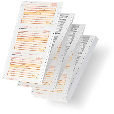 MASHPAPER SEPA-Überweisungsscheine, endlos 2-fach, selbstdurchschreibend | 500 Stück, Format 18cm x 4 1/6 Zoll, selbstdurchschreibend für den Nadeldrucker, mit Perforation, ohne DE im Feld IBAN, 48855