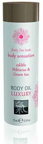 HOT SHIATSU Body Oil Luxury Hibiscus & Green tea. Essbares Massageöl mit anregendem,aphrodisierenden Geschmack. Mehr spass & erotik bei der Partnermassage, 75 ml