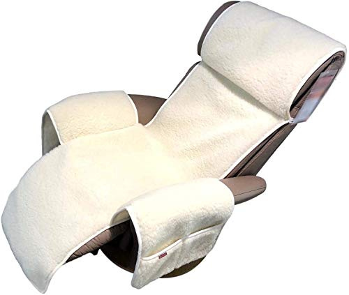 Alpenwolle Sesselschoner für Relaxsessel Extrabreit, 100% Merinowolle, breite 60cm (Wollweiß)