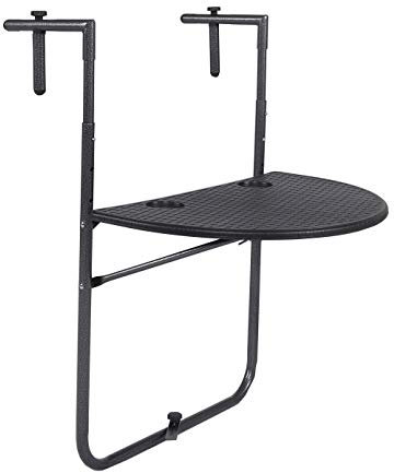 Chicreat Balkontisch zum Einhängen, Zusammenklappbar, Schwarz