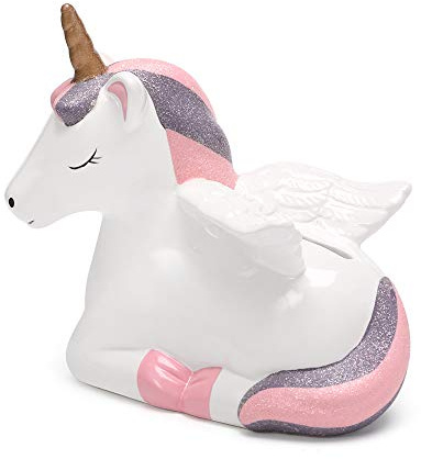 Einhorn-Sparschwein aus Keramik für Mädchen und Jungen. Das Sparschwein ist EIN perfektes einzigartiges Geschenk, zu Weihnachten, zum Geburtstag, als Dekoration für Ihr Zuhause oder das Kinderzimmer.