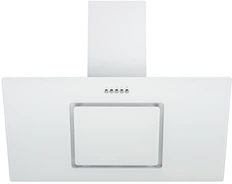 Respekta Cappa aspirante senza ingombro / 90 cm/struttura in metallo bianco con pannello copriluce in vetro/funzione di espulsione e ricircolo dell'aria / CH22010-90WBZ / B / 54-62 dB