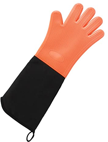 Millya Gants de cuisine professionnels en silicone, Gants pour four résistant à la chaleur - Extra longs et antidérapants - Orange
