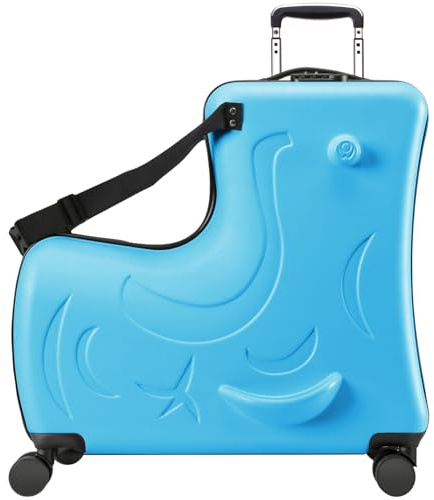 AO WEI LA OW Children’s Ride-On Suitcase, 20 Inch Hardshell Scooter Luggage with 360° Mute Wheels & Safety Belt, Perfect Toy Gift for Toddler Boys & Girls