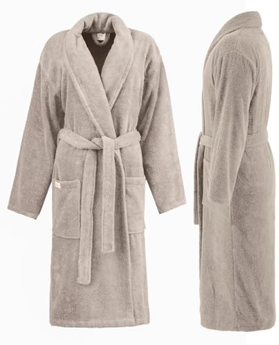 PandaHome Bademantel Damen und Herren aus 100% Baumwolle, Morgenmantel Frottee Kuschel, Saunamantel Warm und Kuschelig, 400 g/m²