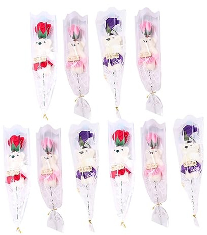 Cabilock Ramo de Flores de Jabón Artificial, Obsequio Original y Hermoso de 10 Piezas, Muy Ornamental y Práctico para Festival y Hogar