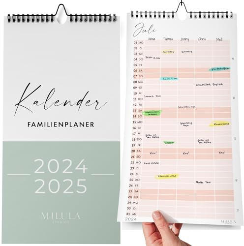 Wandkalender 2024 2025 - Juli 24 - Dez 25 - Familienplaner 2025 - Großer Monatskalender 2024 2025 - Familienkalender 2025 mit Jahreskalender Planung - Familienplaner 2024/2025