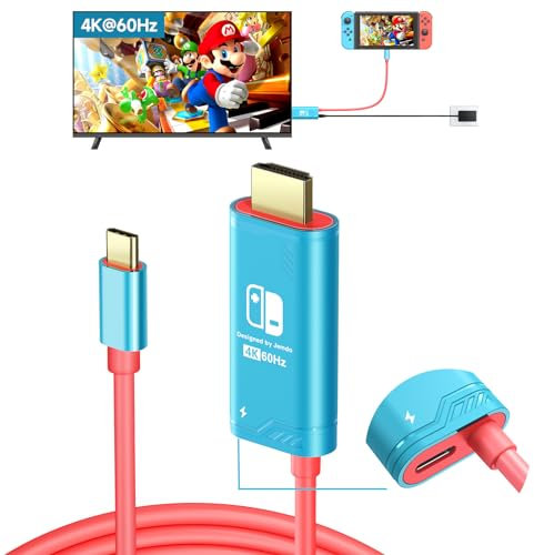 JINGDU 4K@60Hz USB-C-auf-HDMI-Kabel, kompatibel mit Nintendo Switch NS/OLED/Steam Deck/ROG Ally only, 2 m, tragbares Switch-Dock ersetzt Original-Dock für TV-Bildschirmspiegelung, Blau