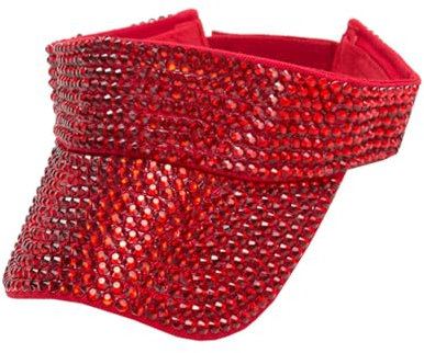 SRZYMJ Sun Visor Hüte für Damen, mit großer Krempe Faltbar Visor Cap Strand Hut Sonnenschutz UPF 50+ Konzipiert für Outdoor-Sportarten wie Strand-Volleyball,Golf,Baseball,Tennis,Badminton,Laufen Rot