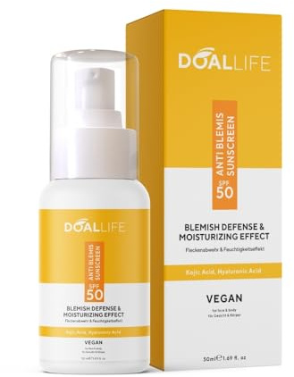 Lot de 2 crèmes solaires pour le visage - Protection solaire anti-impuretés SPF 50 - Protection solaire du visage sans huile - Efficace immédiatement - Protection solaire légèrement structurée