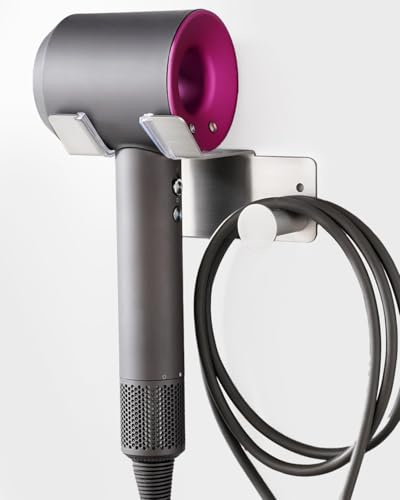 UEMUSI Föhn Halterung, Fönhalter Ohne Bohren, SUS304 Edelstahl Wand Ohne Bohren Föhnhalter Geeignet für die Meisten Haartrockner, Föhn Halterung Ohne Bohren fürs Badezimmer