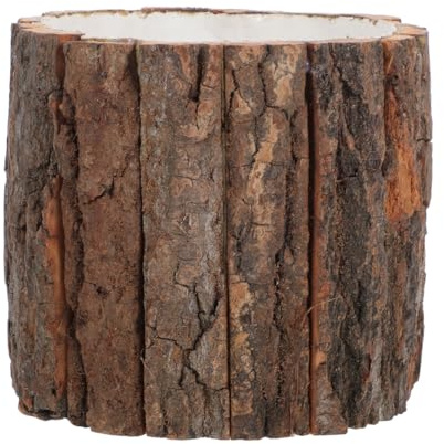 ANDRESLAD Rustic Flower Vase Tree Stump Planter Wood Plant Pot Breathable Wooden Planter for Indoor Outdoor Home Decor 6.69X6.69X5.91In