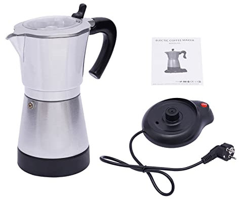 ACROSSPART Cafetera eléctrica de 300 ml, 480 W, cafetera espresso eléctrica con base moka para 6 tazas, máquina de café espresso eléctrica con función de mantenimiento del calor