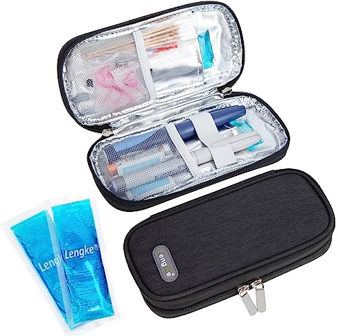 SUNMON Custodia da Viaggio Monjaro, Custodia da Viaggio Compatta Refrigerante per Penna Insulina con 2 Confezioni di Ghiaccio Riutilizzabili Borsa Refrigerante per Medicinali, Refrigerante per