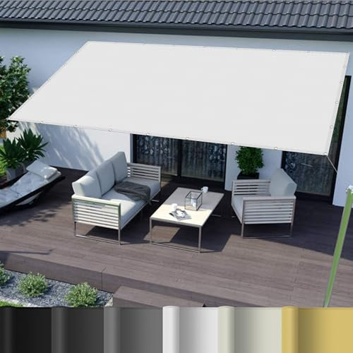 Tenda da Sole per Esterno 2 x 3.5 m con Occhielli e Corde di Tenda da Sole Privacy Protezione Solare per Balcone per Esterno, Giardino e Terrazza, Piscina, Bianco