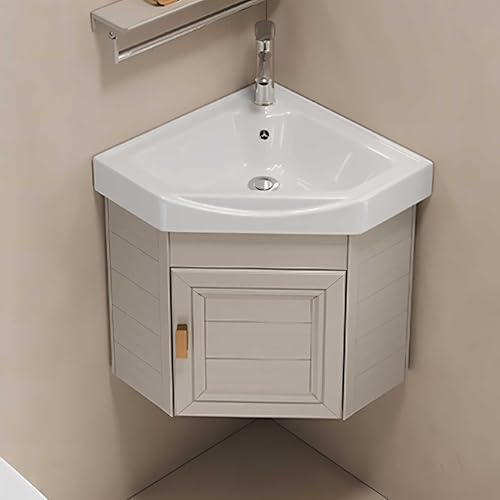Hynbdes lavabo con mobile da bagno angolare, adatti per bagni, toilette, camere degli ospiti, piccoli appartamenti, cachi-38 * 38