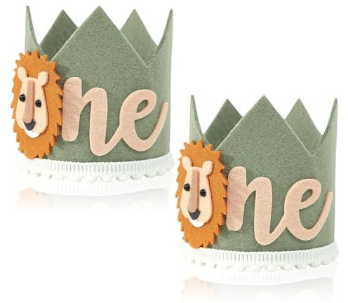 SAIIURV 2 Pezzi Corona di Compleanno per Bambini per Fancy Dress Festa di Compleanno, Cappello da Festa di Compleanno per Ragazzi e Ragazze (Verde)