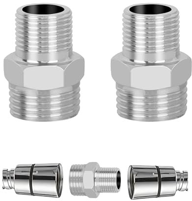 BHSTTNIXP 2 PCS Shower Hose Connectors,Stainless Steel Plumbing Fittings,Male to Female Threaded Connector Accessories,Shower Water Pipe Adapter