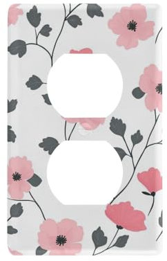 Tapa decorativa para interruptor y toma de corriente de estilo bohemio simple, floral, color melocotón, bonita tapa para interruptor de luz, tomas dúplex, 4.53 x 2.75 pulgadas