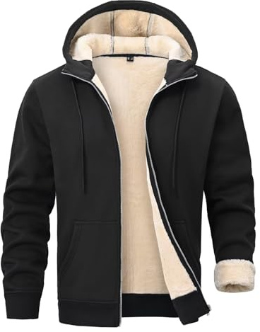 PrimeCrest Hombres Sudaderas con Capucha Cremallera Sherpa Chaqueta Invierno