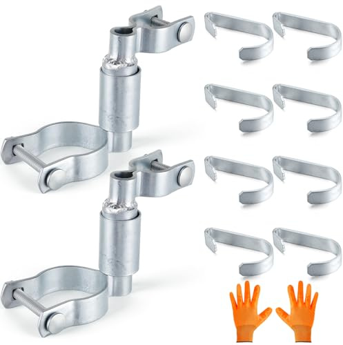 Pelopy 2 Pieces Chain Link Gate Closer with 8 Pieces 1-3/8”Chain Link Fence Gate Clips and a Pair of Gloves, 2-3/8 Post, 1-3/8 Frame - Self Closing - Includes Bolts