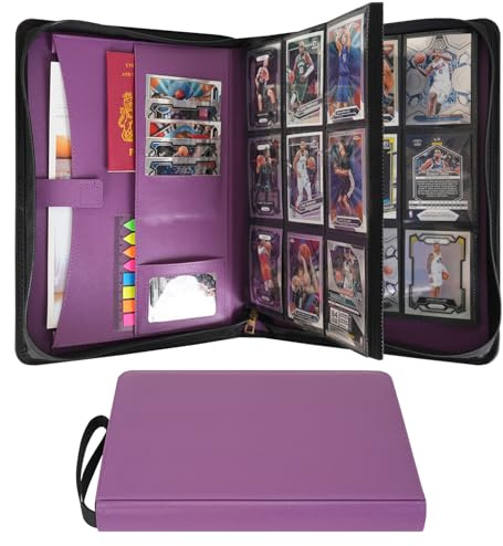 Wonderpool Raccoglitore Carte 9 Tasche - Contiene 540 Carte | Cerniera Pelle PU Album Senza Anelli con Tasche a Caricamento Laterale per MTG, TCG, Yugioh, Carte Sportive (Viola)