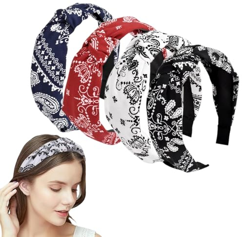 Bandeau Cheveux pour Femme, 4 Pièces Boho Bandeaux Serre Tête, Serre-Tête à Dents Femme, Élastique et Confortable pour Quotidien, Cadeau, Soirée, Mariage, Printemps et Été