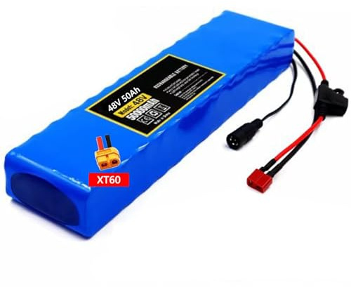 E-Bike-Akku 48V 50Ah Elektrofahrrad Batterien Pack 13S2P mit 54.6V 2A Ladegerät Elektroroller Akku Pack mit BMS-Schutzplatine für Fahrrad Elektromotorräder Mountainbike XT60 Plug,48V 50Ah