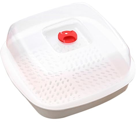 SHINEOFI Vaporera para Microondas Profesional Alta Temperatura para Cocinar Arroz Pescado y Verduras al Vapor Diseño Cuadrado Fácil Limpieza y Uso Cocina