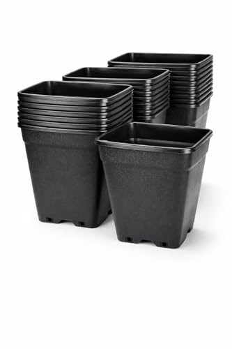 Imagro 100 x Blumentopf 7 Liter (20 x 20 x 25 cm) Pflanztopf schwarz viereckig Grow