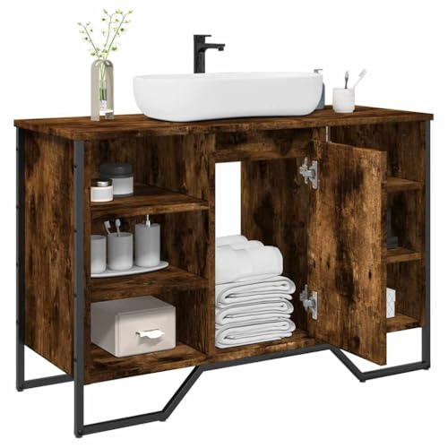 Genérico Armario Lavabo baño Madera ingeniería Roble Ahumado 91x35x60 cm,Mobiliario,Conjuntos de Muebles,Muebles de baño,Roble Ahumado,848666