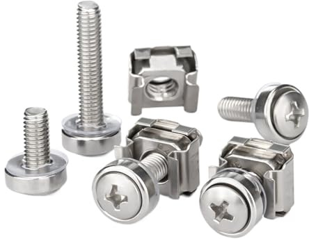Écrous à cage en acier inoxydable, Ensemble de combinaison vis à écrou cage en acier inoxydable M5 et M6 16-30mm 10 pièces(10pcs,M6x16mm)