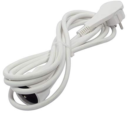 Prolongateur fiche Plate HO5VVF 3x1,5mm²- 3m - Blanc - Chacon