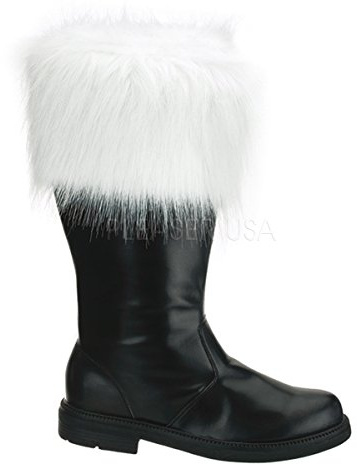 Santa-100 Boot w/Fur, Black Pu, Size Large(12/13)