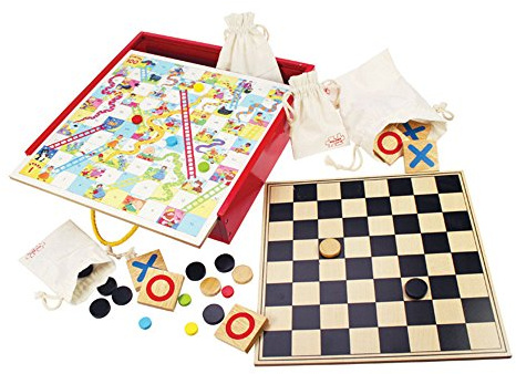 Bigjigs Toys 4-in-1 Games Compendium, Classic Wooden Board Games | Wooden Toys, Compendium of Games, Traditional Games, Tic Tac Toe, Tiddly Winks, Snakes and Ladders