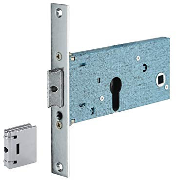 THIRARD - Boîtier de Serrure Encastrable à Cylindre pour Porte d'Entrée - Pêne D. Seul - Axe 67 mm - Bouts Carrés - Têtière Acier Nickelé Chromé 22 mm - Interchangeable avec Pène à Rouleau - Gris