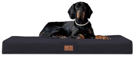 tierlando® Orthopädische Hundematratze Floki Visco Plus aus High-Tech Velours mit Schmutz- und wasserabweisendem Bezug, Größe: 120x90cm Farbe: 03 Schwarz