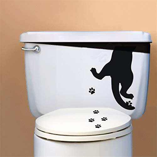 Stickers Toilettes Mignons avec Empreintes de Patte de Chat - Décoration Amusante pour Siège de WC (2 Pièces)