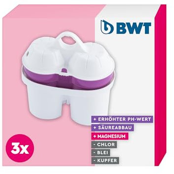 BWT Filterkartuschen BALANCED ALKALIZED & MAGNESIUM | Filterkartusche für Wasserfilter | Wasserfilterkartuschen | Filtert Schwermetalle und Chlor | Erhöht den pH-Wert des Wassers | 3 Stück im Set