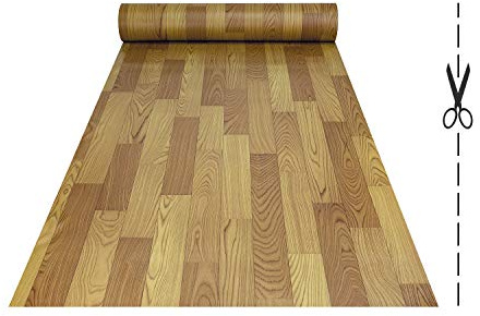 OLIVO.Shop PVC-Teppich in Holzoptik, Bodenbelag aus PVC, Vinyl, Meterware, Design Holz, wasserdicht, Rolle leicht zu schneiden, 1 Meter (Brown, 1 x 15 m)