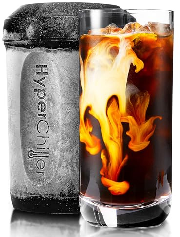 HyperChiller HC3 Eiskaffee-/Getränkekühler, patentiert, verbessert, stärker und langlebiger Fertig in einer Minute, wiederverwendbar für Eistee, Wein, Spirituosen, Alkohol, Saft, 355 ml, schwarz
