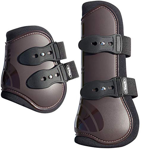 York Gamaschen und Streichkappen 4er Set Vena Hartschallengamschen Knopfverschluss (Pony, braun)