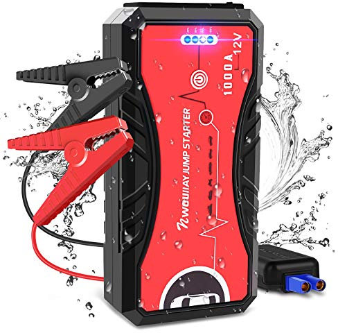 NWOUIIAY Avviatore di Emergenza Avviatore Batteria Auto 1000A 13200mAh 12V Avviatore Portatile per Auto con Led Luce per Motori Diesel 5.0L e Benzina 6.0L Porta USB QC 3.0 & Type C