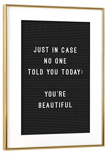 artboxONE Poster mit Rahmen Gold 75x50 cm Letterboard You're Beautiful von Hafenkönigin - gerahmtes Poster