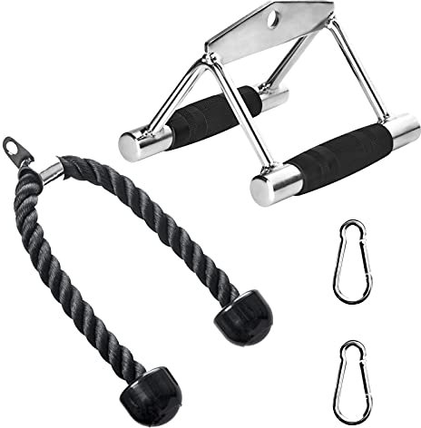 FASPUP Rudergriff Trizepsseil Set, Parallelgriffe Kabelzug Fitness Trizeps Seil Latzug Kabel für Home Gym Bodybuilding Arm Schulter Krafttraining