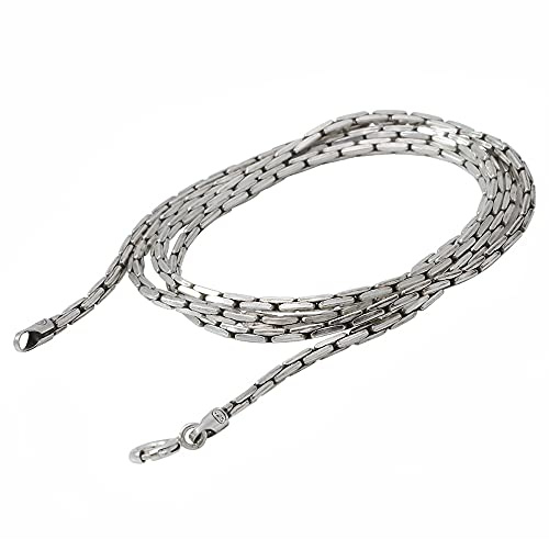 ForFox Vintage Echt 925 Sterling Silber Bambuskette Halskette Silberkette ohne Anhänger für Herren Damen 1.5/2/3mm 45-60cm