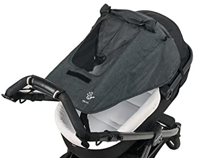 Altabebe Sonnensegel (AL7014-34) für Kinderwagen mit UV Schutz 50+, Wasserabweisend, doppeltbeschichteter Stoff mit Sichtfenster und extra breite Schattenflügel, Farbe: melange schwarz