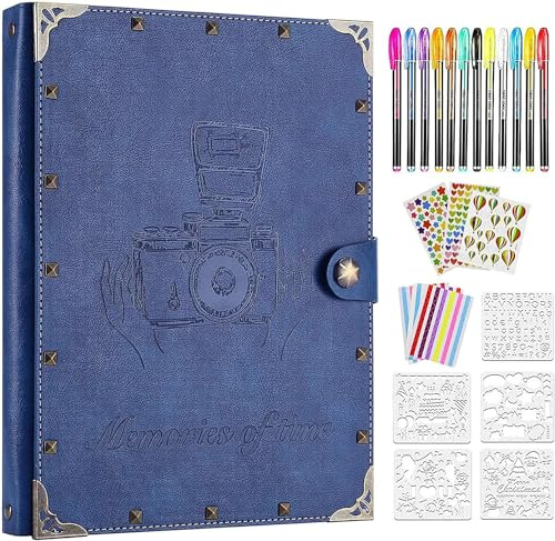 ZEEYUAN DIY Scrapbook Fotoalbum 60 Seiten PU Leder Memory Fotobuch 21,6 x 27,9 cm, Vintage Familien-Scrapbooking-Kits Geschenk für Paare Jahrestag Geburtstag